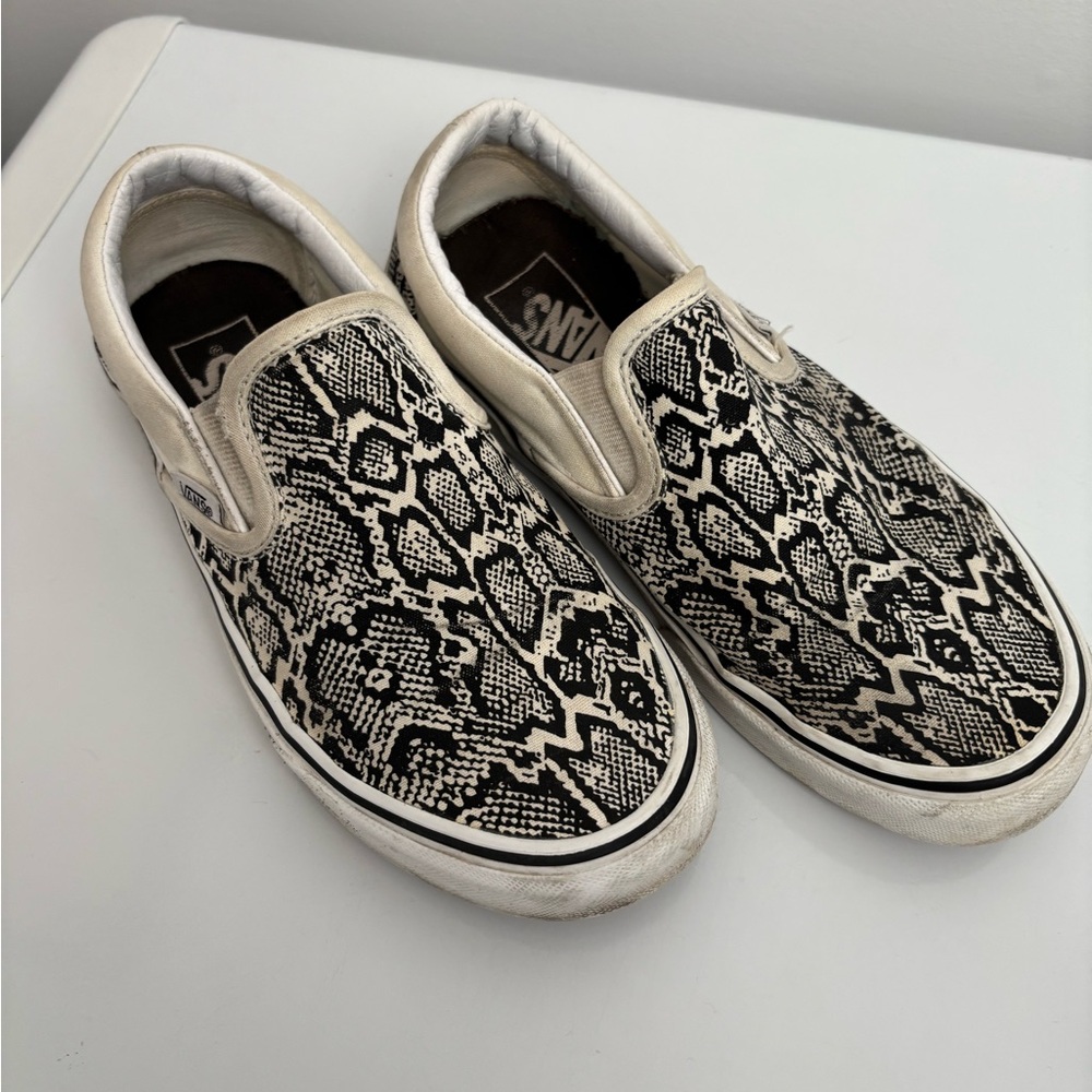 Vans Black and White Snake Print Sneakers